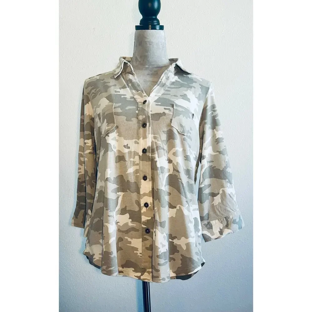 Caite Women's Camouflage Blouse - Cream - Picture 10 of 10